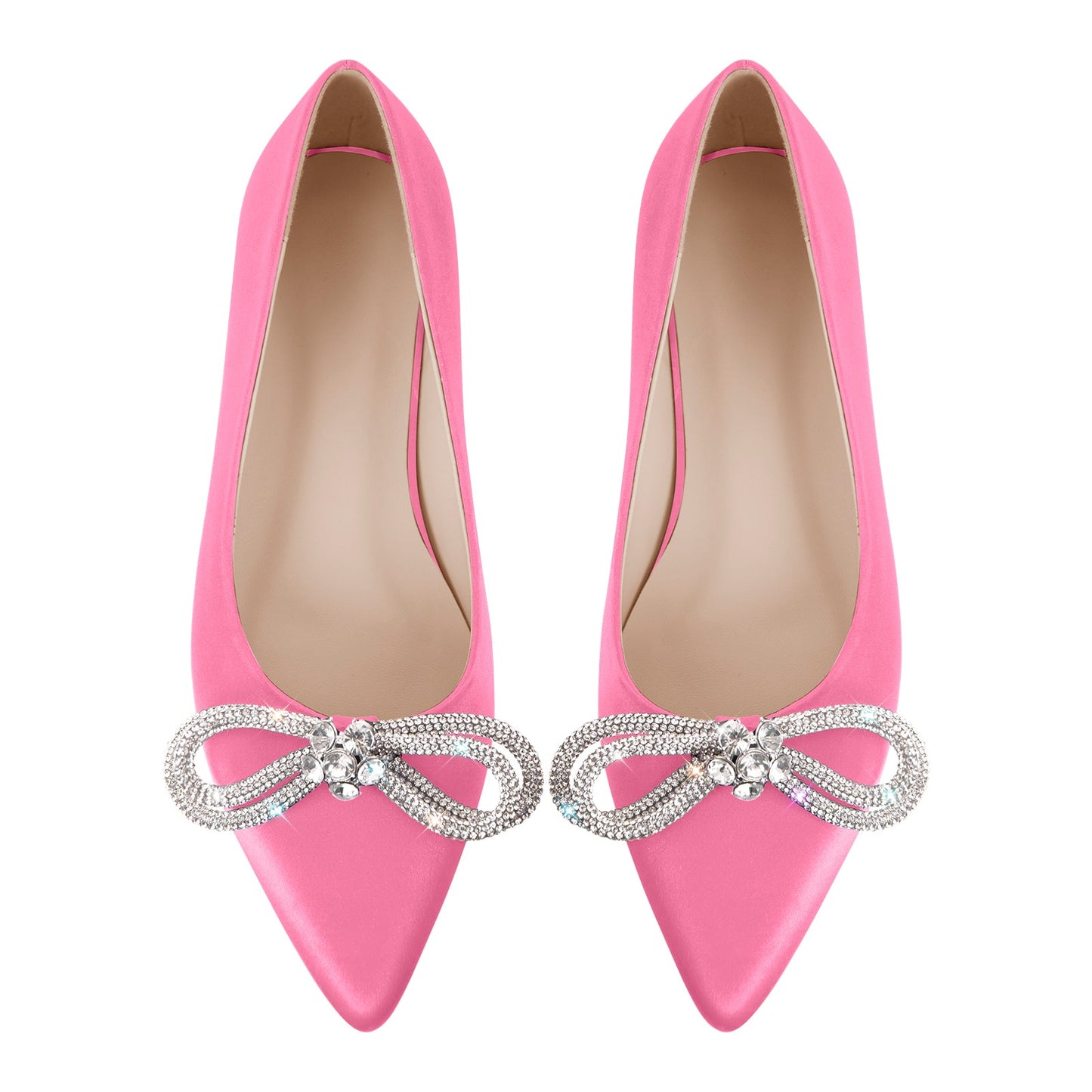 Rhinestones Bow Pointed Toe Flats