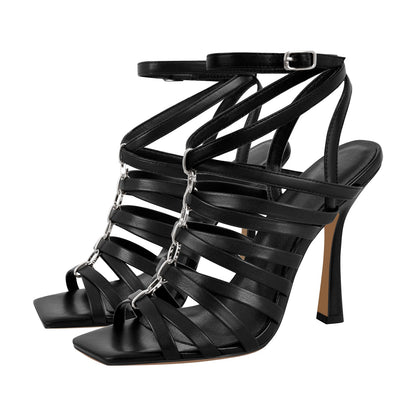 Open Toe Gladiator Hoof Heels Sandals