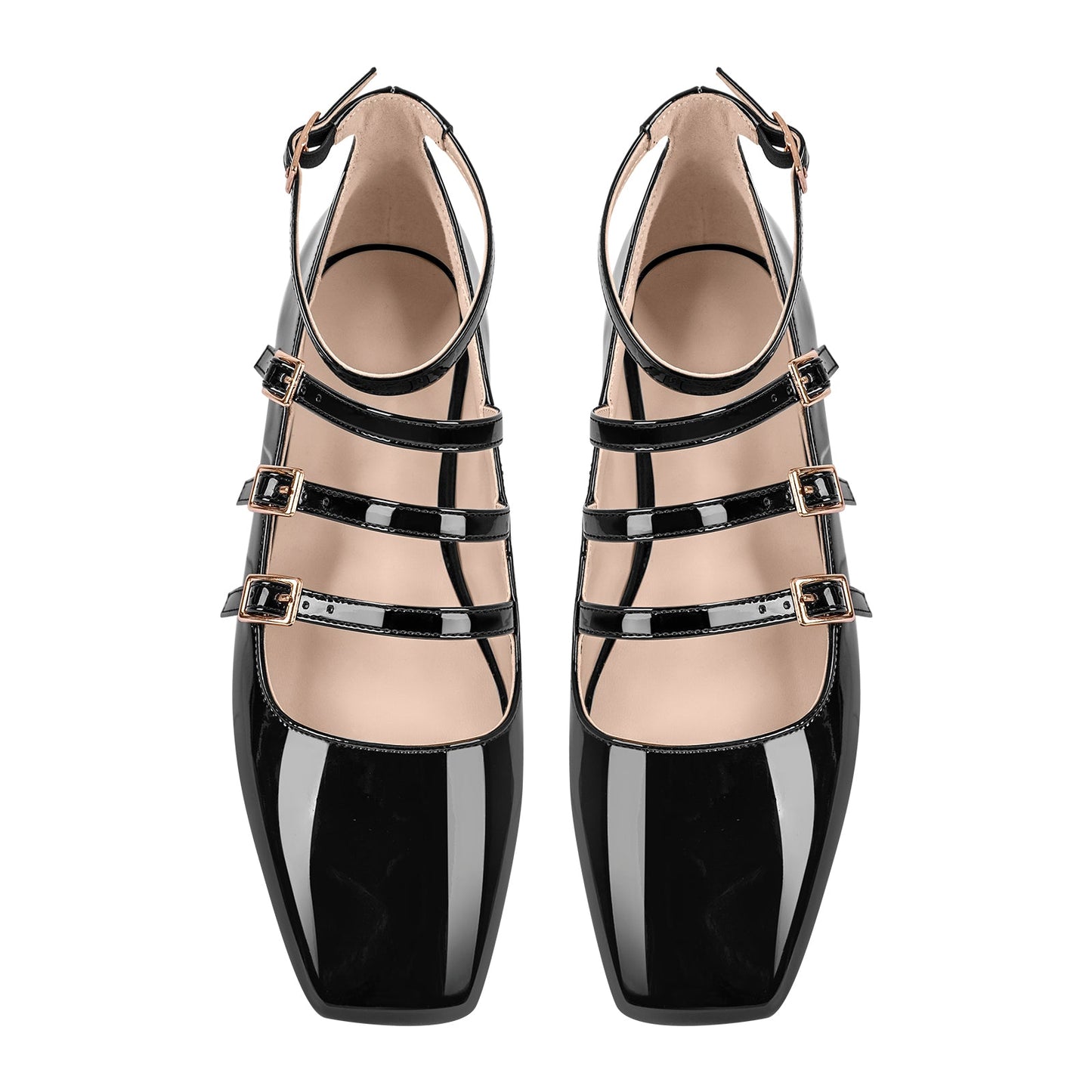 Square Toe Buckle Strap Mary Jane Flats