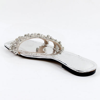 Rhinestone Straps Square Toe Flats