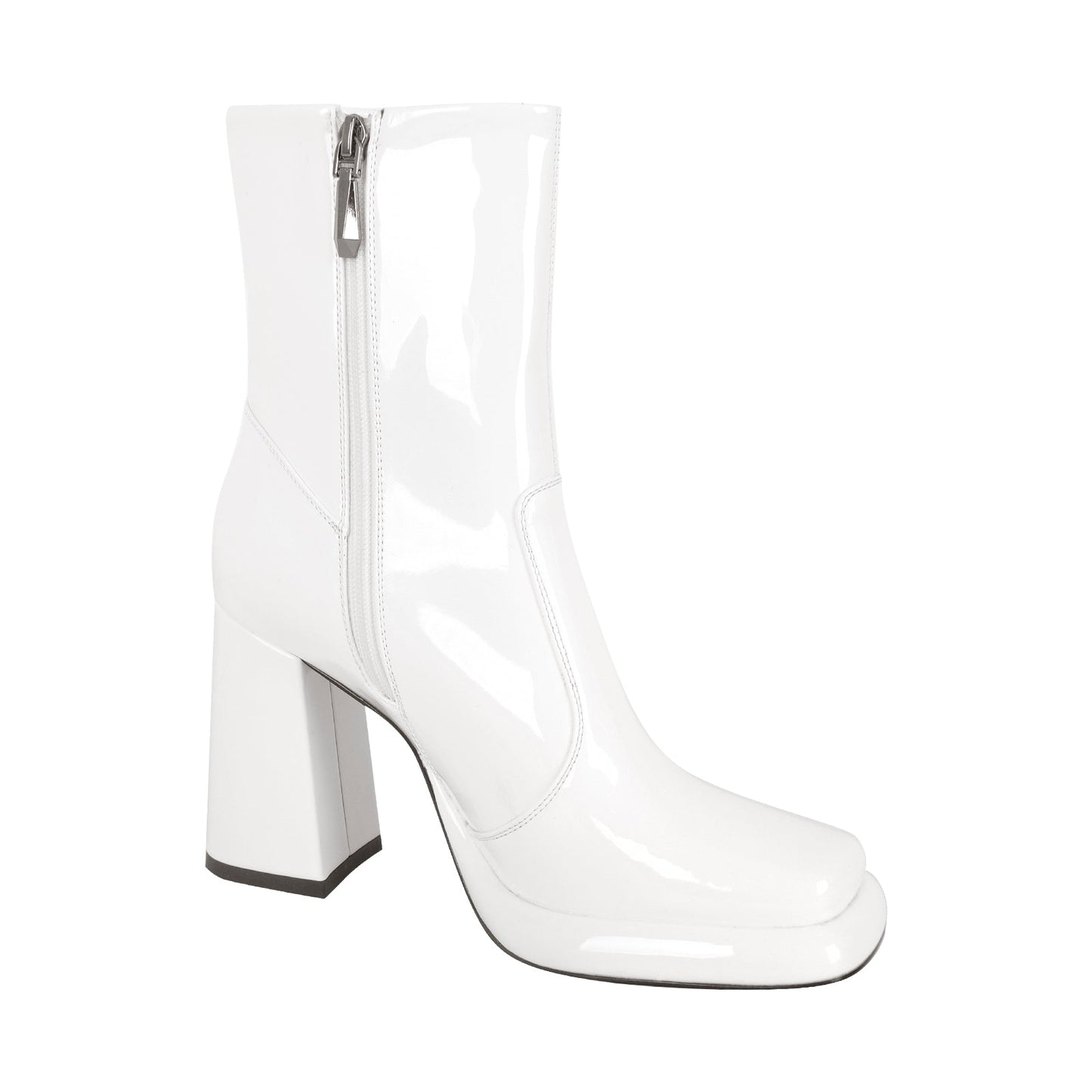 Square Toe Zipper Chunky Heel Platform Ankle Boots