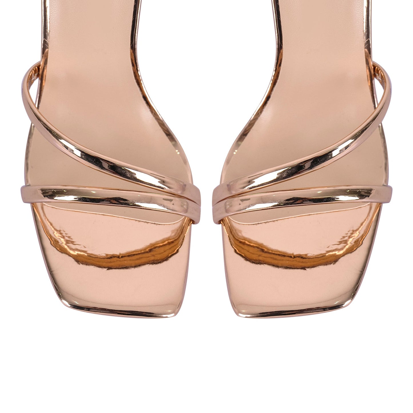 Square Toe Ankle Strap Clear Heel Sandals