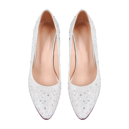 Rhinestone Pointed Toe Wedge Heel Pumps