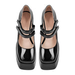 Square Toe Chunky Heel Platform Mary Jane Pumps Sandals