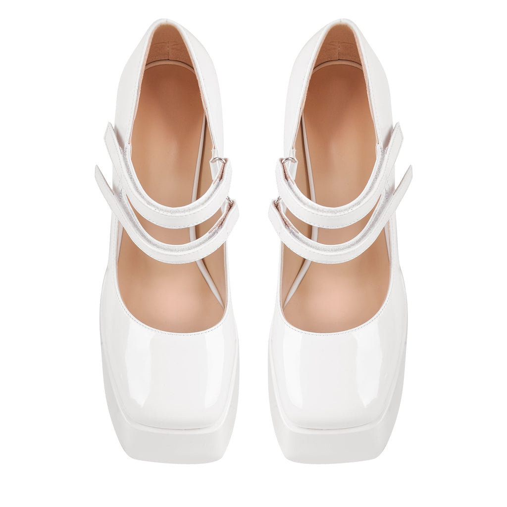 Square Toe Chunky Heel Platform Mary Jane Pumps Sandals