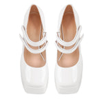 Square Toe Chunky Heel Platform Mary Jane Pumps Sandals