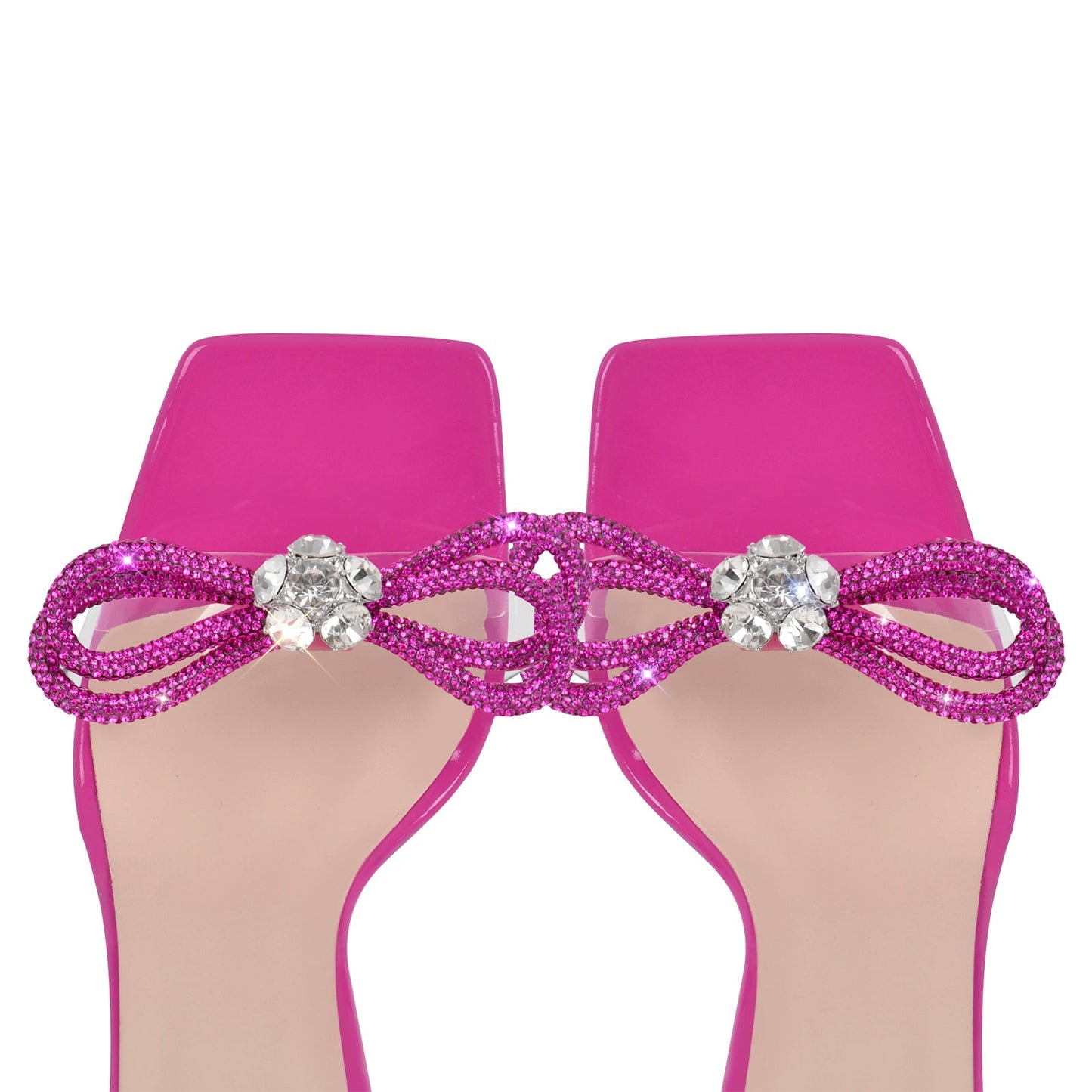 Square Toe Rhinestone Lace-up Stiletto Sandals