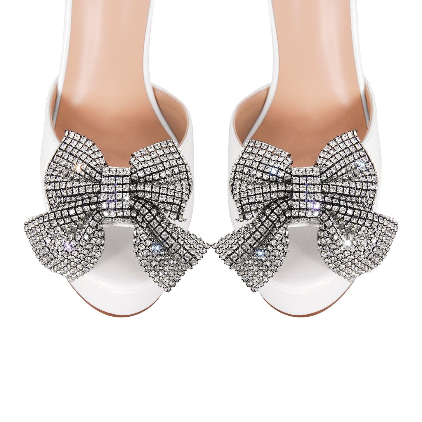 Rhinestone Bow Platform Chunky Heel Mary Jane Pumps