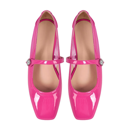 Patent Square Toe Mary Jane Flats