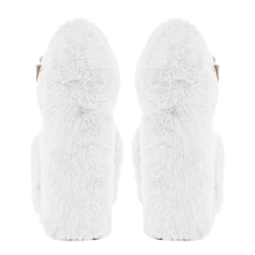 Chunky Heel Ankle Strap Fur Mary Jane Pumps