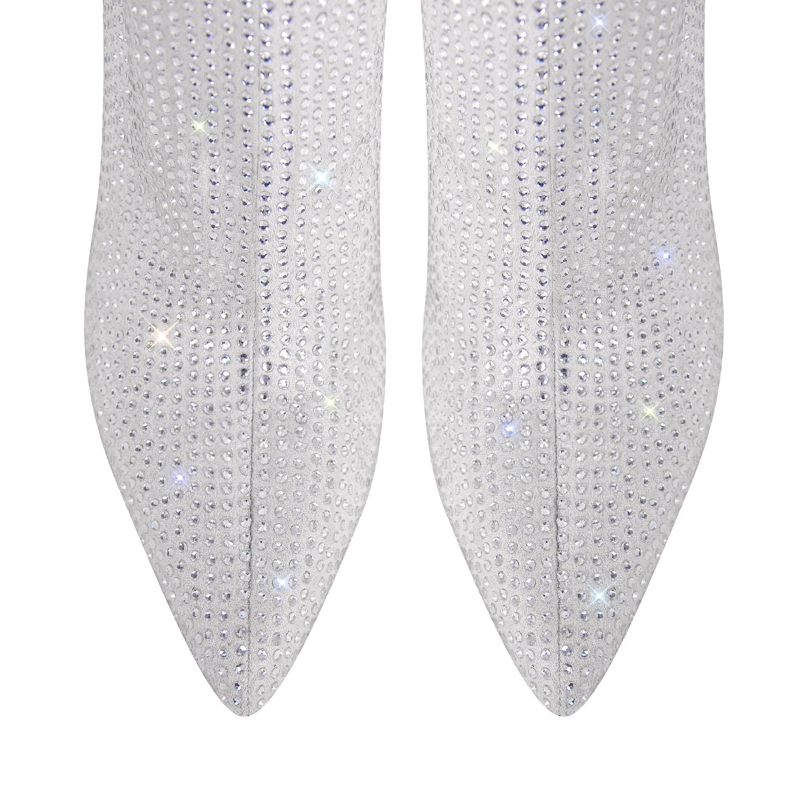 Rhinestone Pointed Toe High Heel Ankle Boots