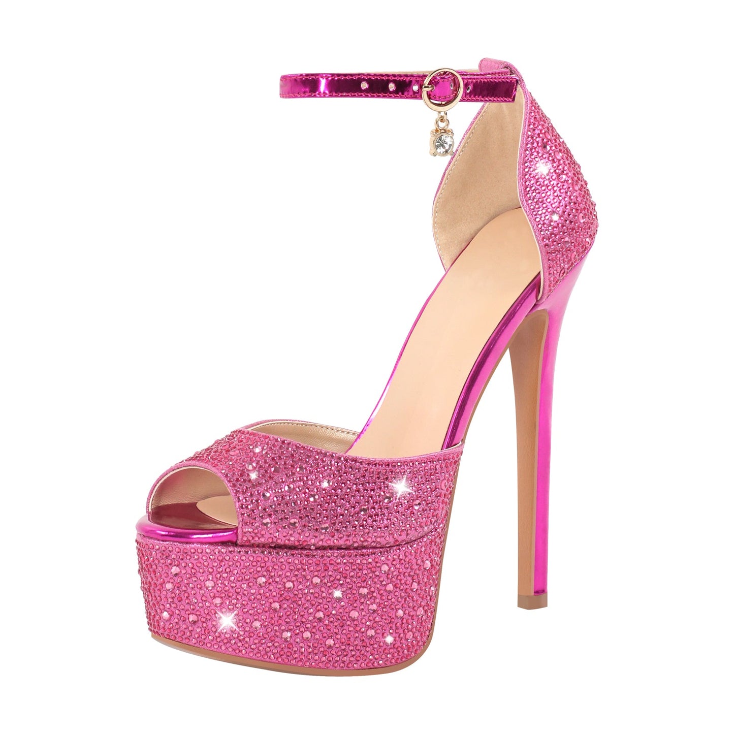 Rhinestone Peep Toe High Heel Platform Sandals