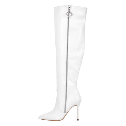 Pointed Toe Zipper Over The Knee Stilettos Boots