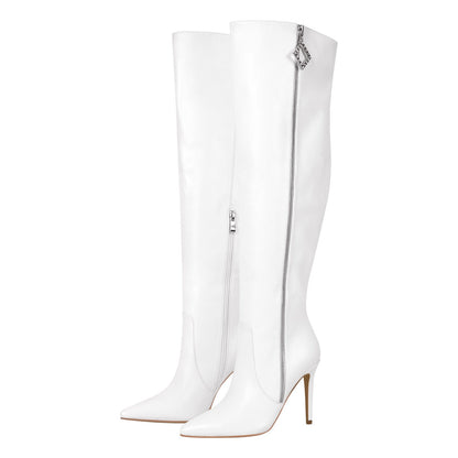 Pointed Toe Zipper Over The Knee Stilettos Boots