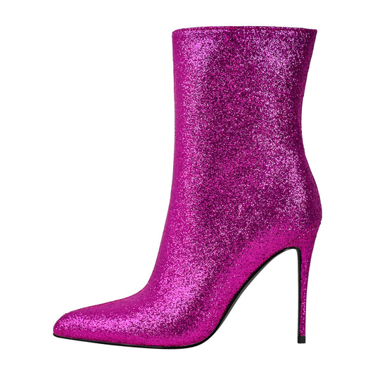 Pointed Toe Glitter Stilettos Ankle Boots