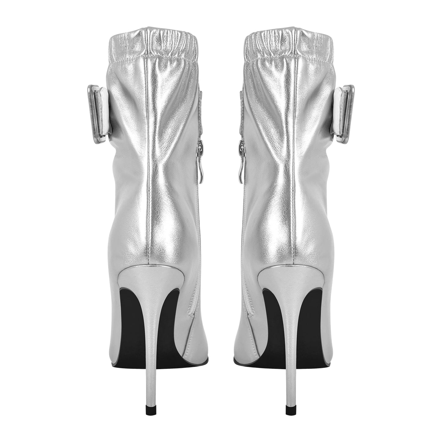 Pointed Toe Buckle Strap Stiletto Ankle Boots