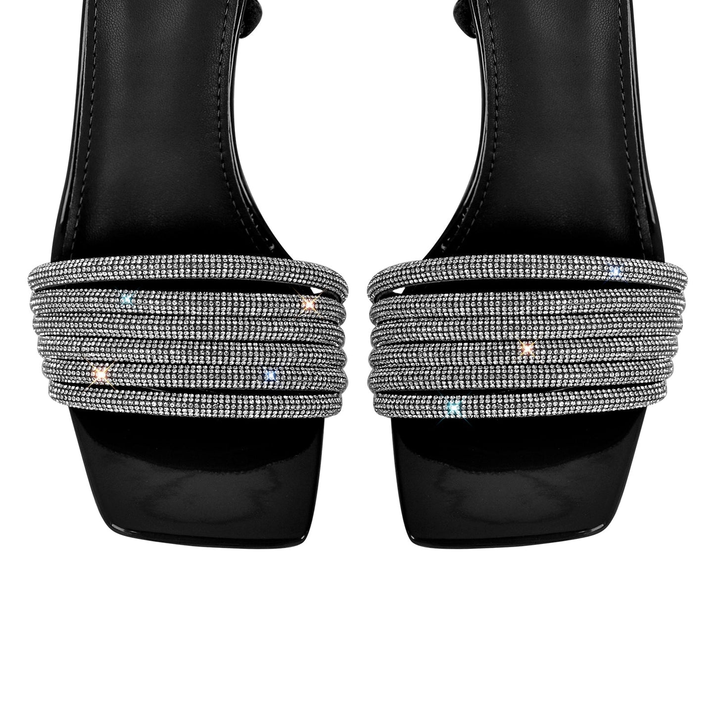 Open Toe Stiletto Straps Rhinestone Sandals