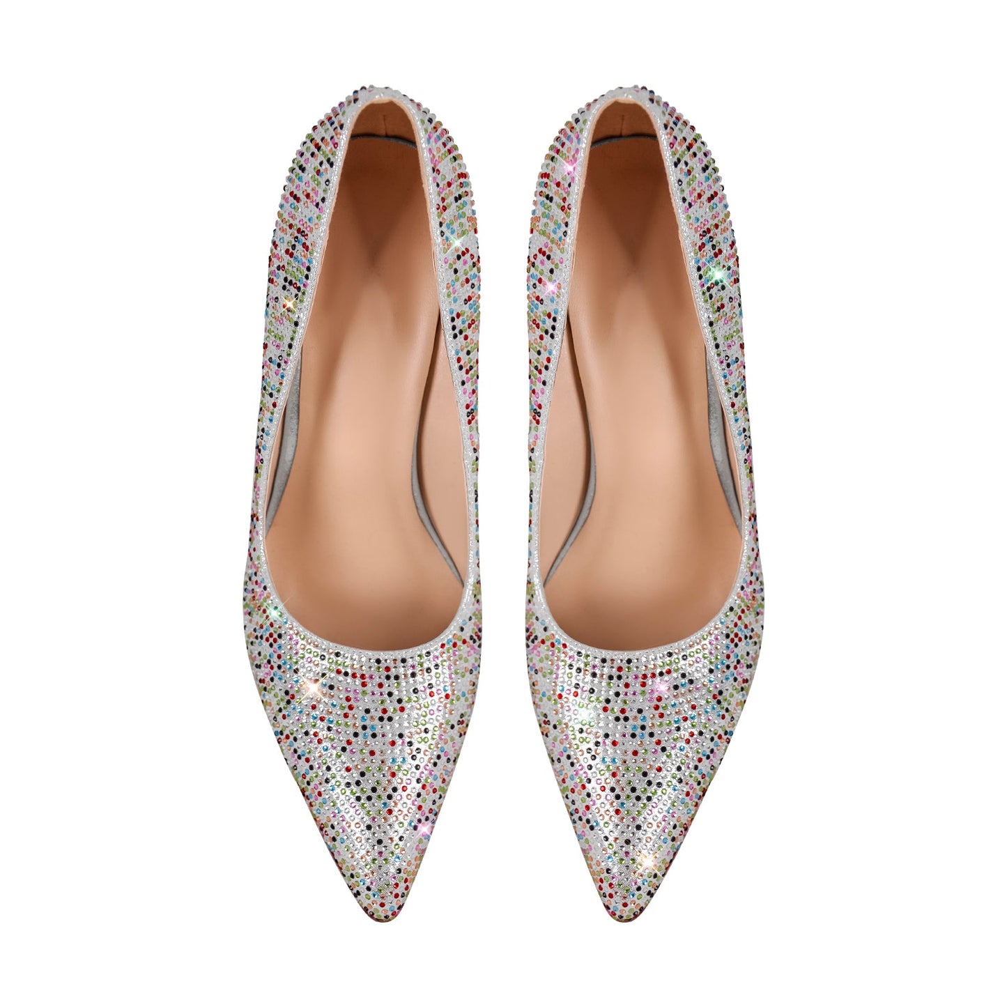 Rhinestone Pointed Toe Wedge Heel Pumps