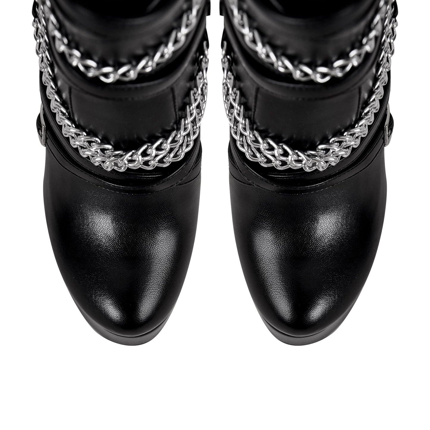 Chain Buckle Strap Platform Stiletto High Heel Boots