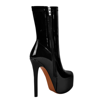 Patent Leather Platform Stiletto High Heel Ankle Boots