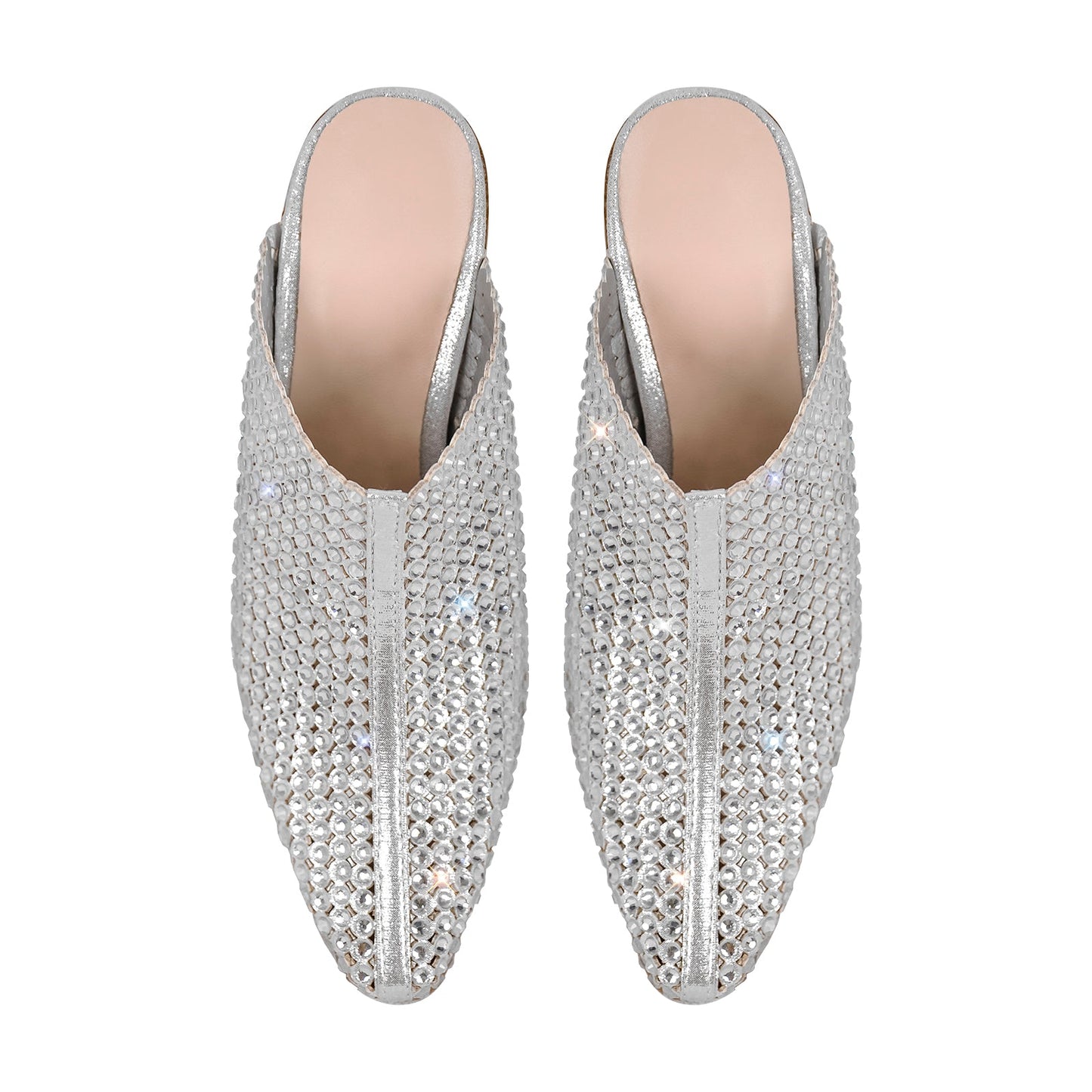 Rhinestone Wooden Chunky Heel Mules