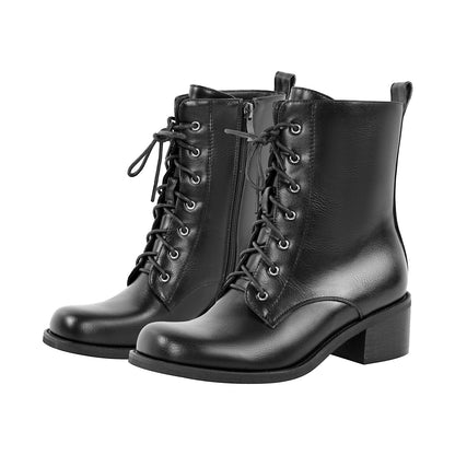 Square Toe Lace-up Ankle Boots