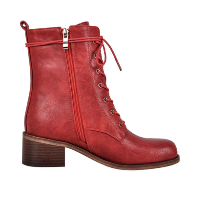 Square Toe Lace-up Ankle Boots