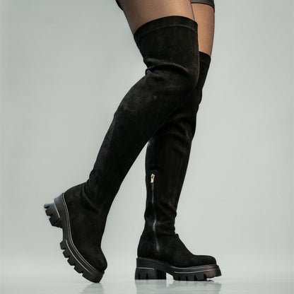 Black Over The Knee Stretch Boots