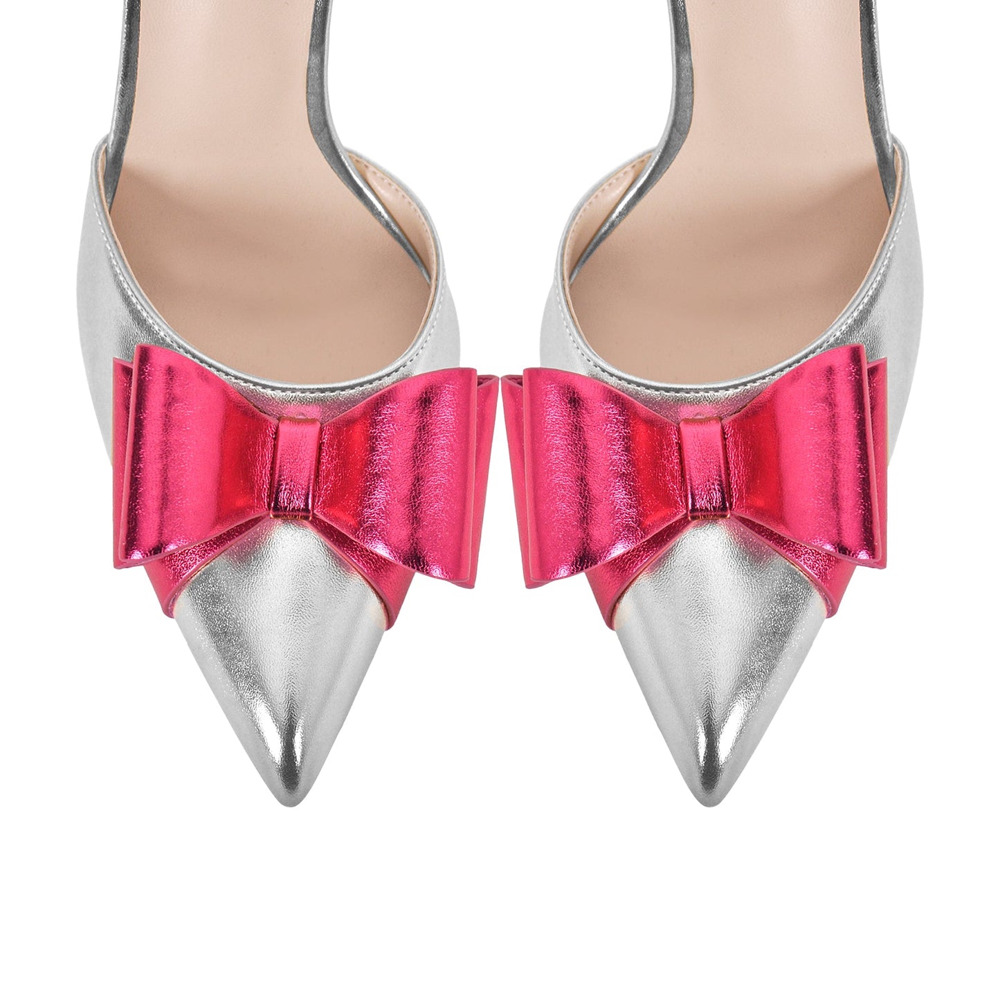 Pointed Toe Stiletto Slingback Bow Pumps