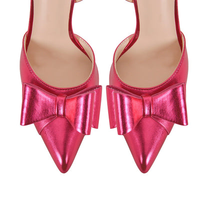 Pointed Toe Stiletto Slingback Bow Pumps