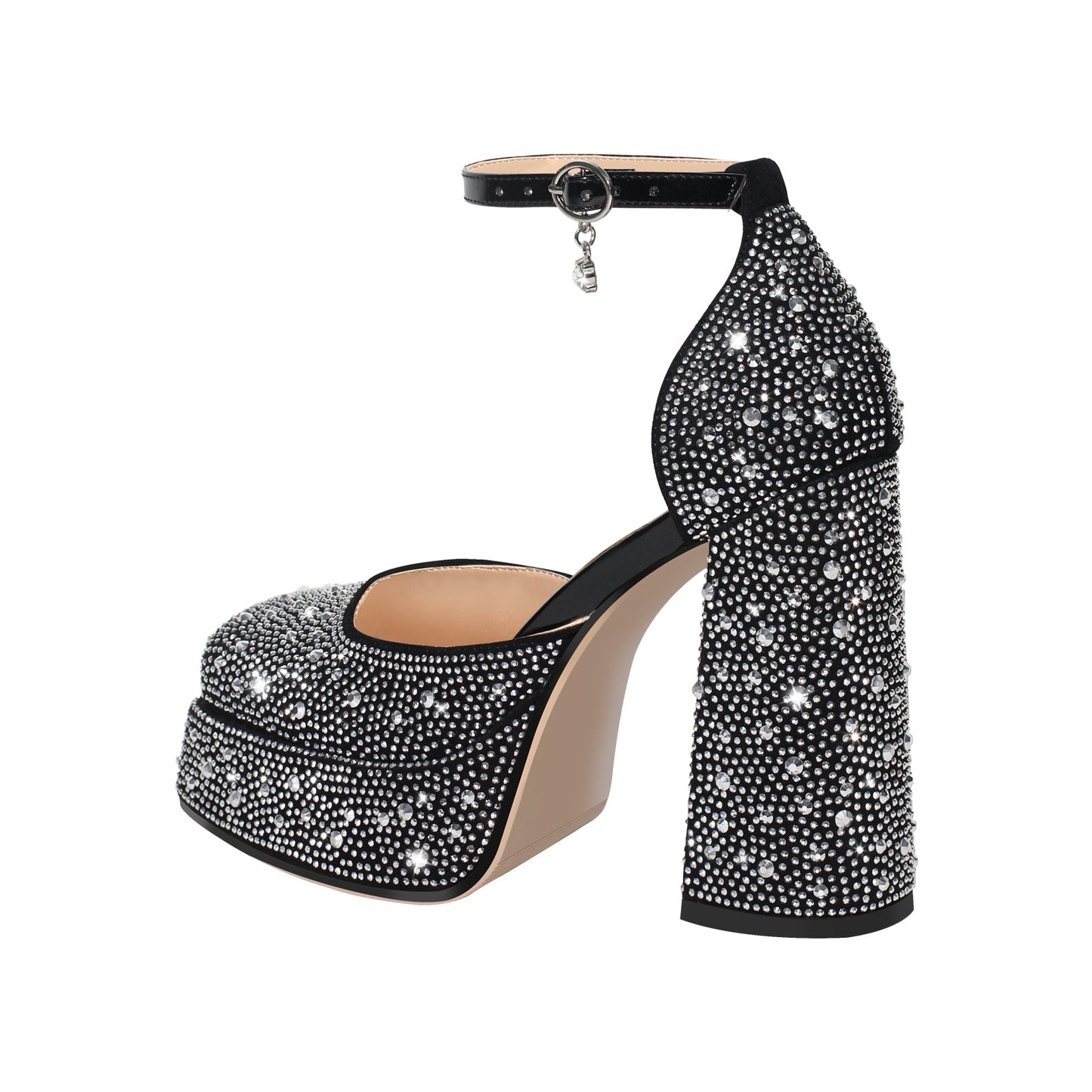 Chunky Heel Platform Rhinestone Ankle Straps Pumps