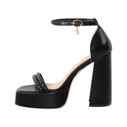 Open Toe Chunky Heel Ankle Strap Platform Sandals