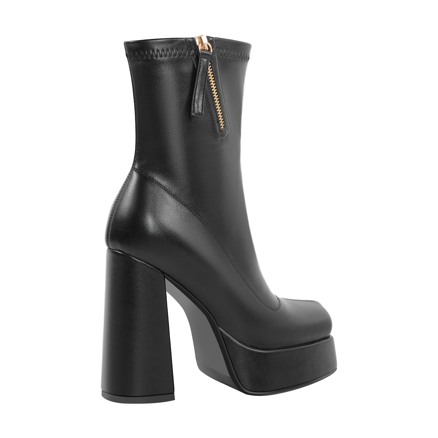 Square Toe Chunky Platform Zipper Ankle Boots