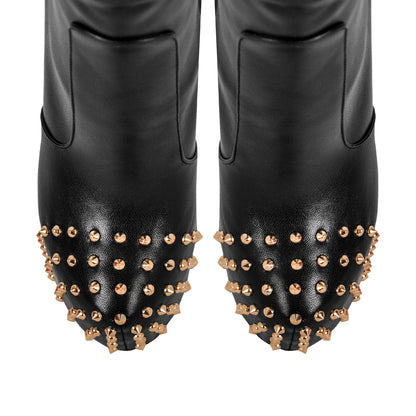 Round Toe Stiletto Rivet Over The Knee Boots