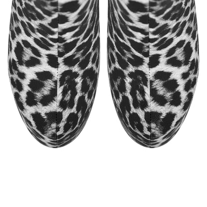 Leopard Platform Stiletto Ankle Boots