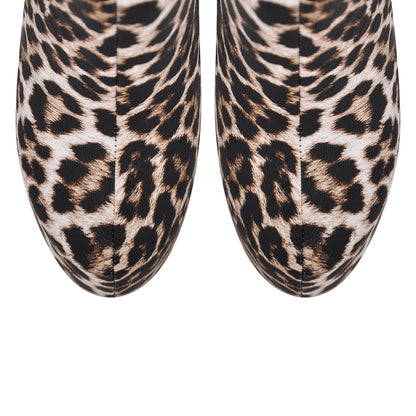 Leopard Platform Stiletto Ankle Boots