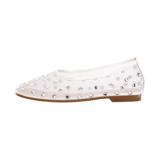 Mesh Rhinestone Ballet Flats