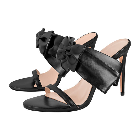 Open Toe Strap Bow Stiletto Sandals