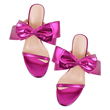 Open Toe Strap Bow Stiletto Sandals