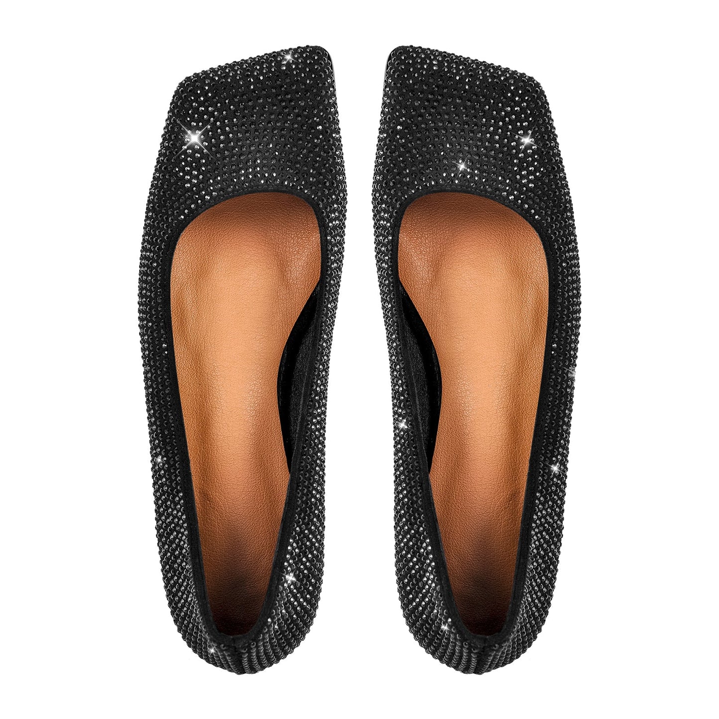 Square Toe Rhinestone  Flats