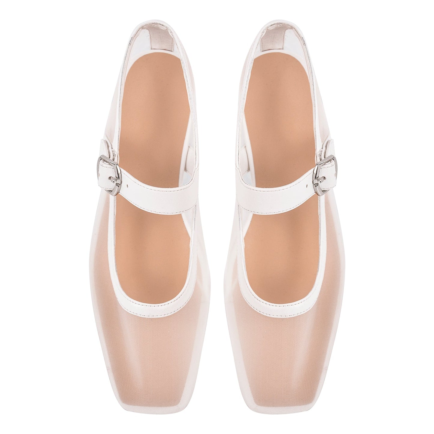 Square Toe Mesh Ballet Flats