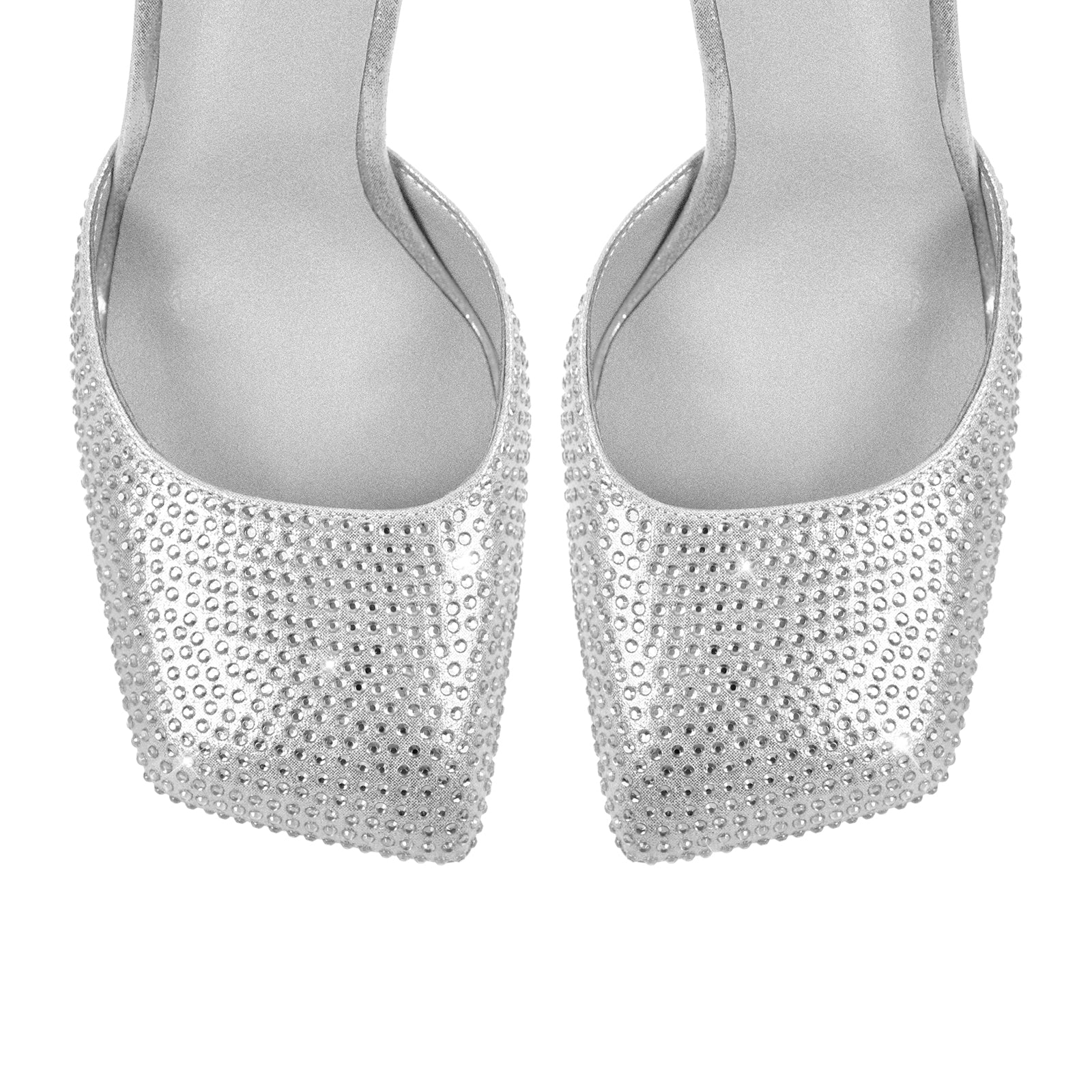 Rhinestone Square Toe Chunky Heel Ankle Strap Pumps