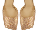 Rhinestone Square Toe Chunky Heel Ankle Strap Pumps