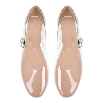 Clear Round Toe Buckle Flats