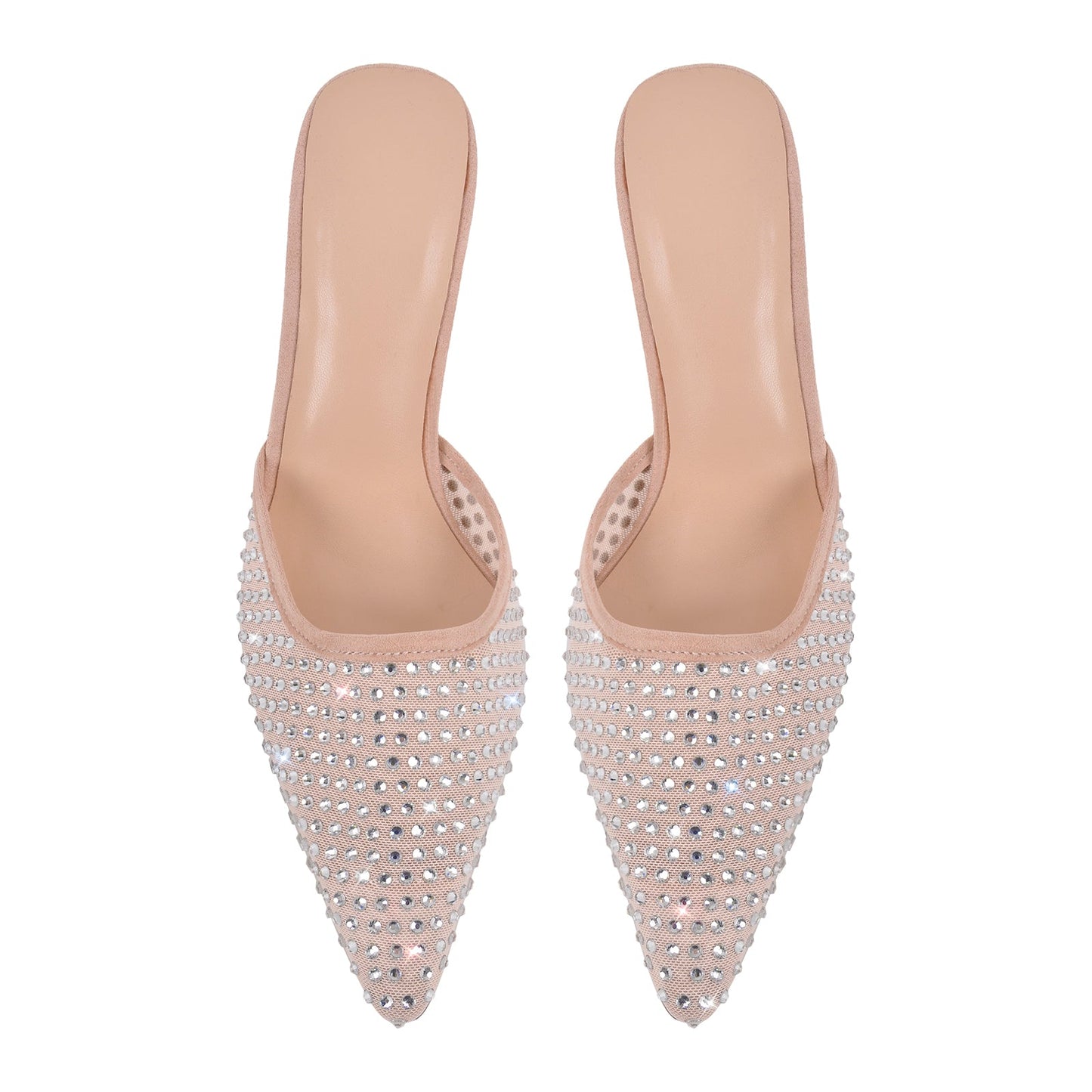 Pointed Toe Rhinestone Slip On Mules