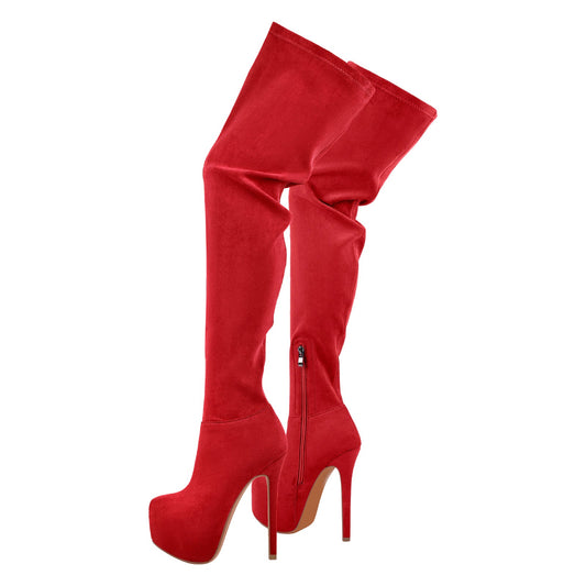 Round Toe Stiletto Platform Over The Knee Boots