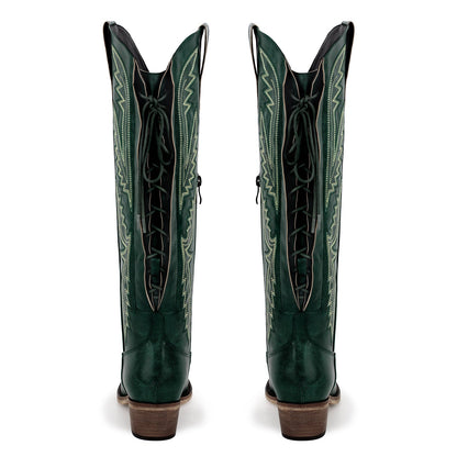 Embroidery Knee High Western Boots