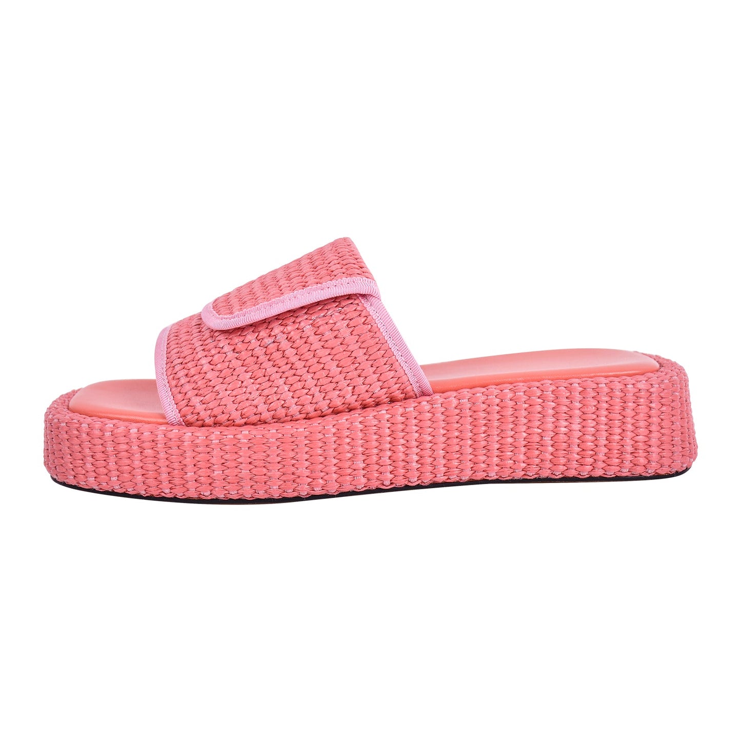 Straw Platform Square Toe Flats Slippers