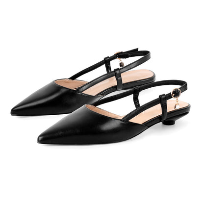 Round Heel Pointed Toe Slingback Flats