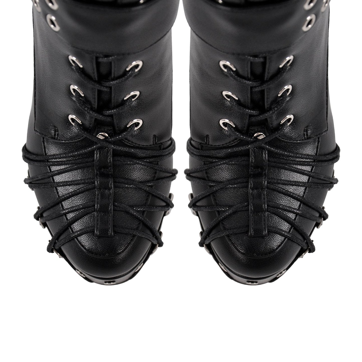 Buckle Lace-up Platform Knee High Boots